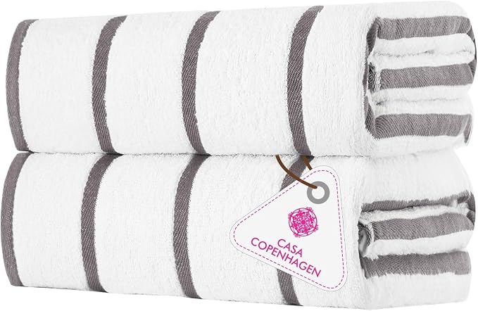 CASA COPENHAGEN Cabana Pool 2 Pieces Large Bath Sheet Set 70" x 35", 550 GSM by CASACOPENHAGEN