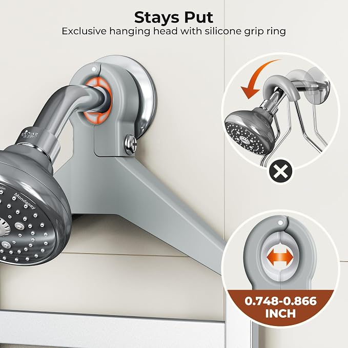 Orimade Aluminum Hanging Shower Caddy Over Head, Adjustable Bathroom Shelf - Image 4