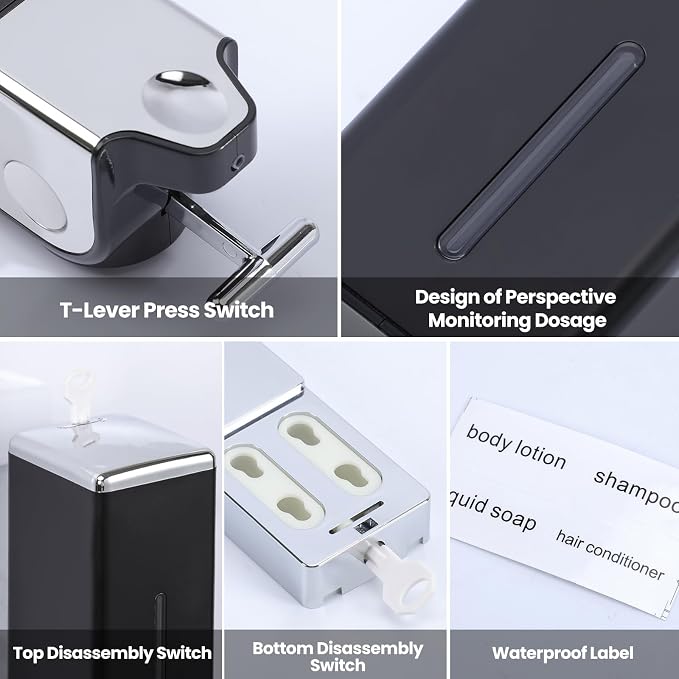 2-in-1 Quadrate Dispensers for The Shower, Shower soap Dispenser, Conditioner - Image 6