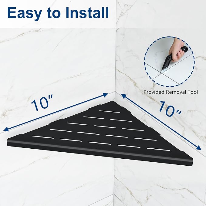 Corner Shower Shelves, 10” Recessed Tile Shower Shelf, 304 Stainless Steel - Image 5
