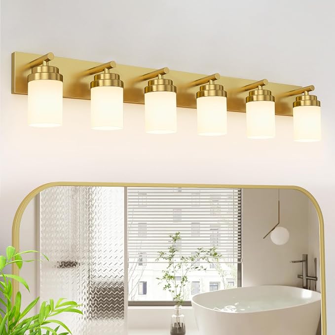 IZORRO Bathroom Vanity Light Fixture, 6-Light 43 Inch Gold Bathroom Light by IZORRO