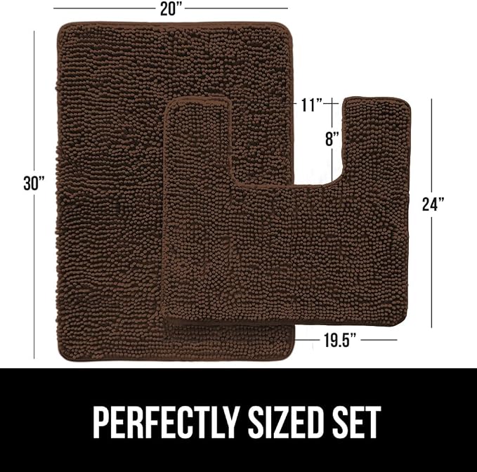 GORILLA GRIP Bathroom Rug Sets, Soft Chenille 2 Piece Area Rugs Set, Toilet - Image 2