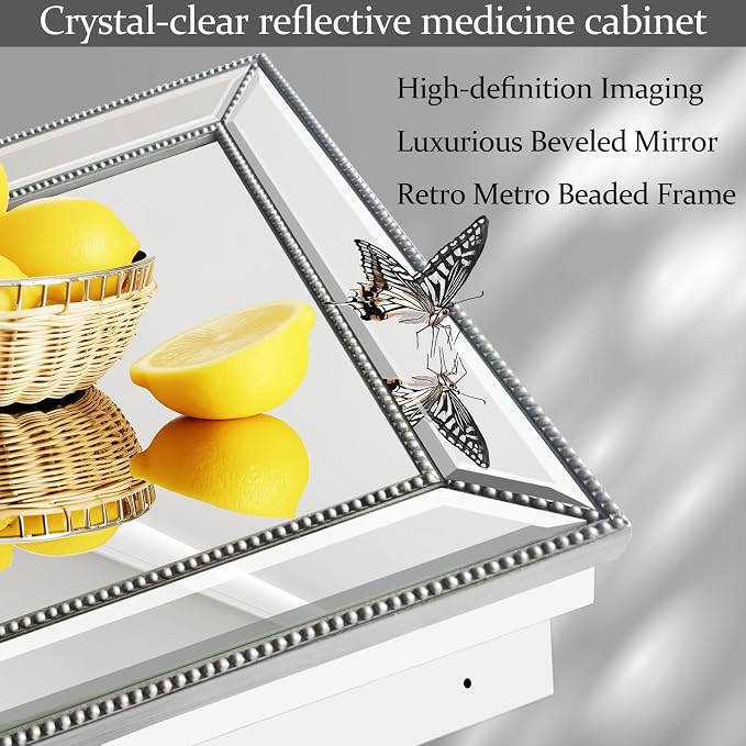 24"x36" Retro Beaded Medicine Cabinet - Image 5