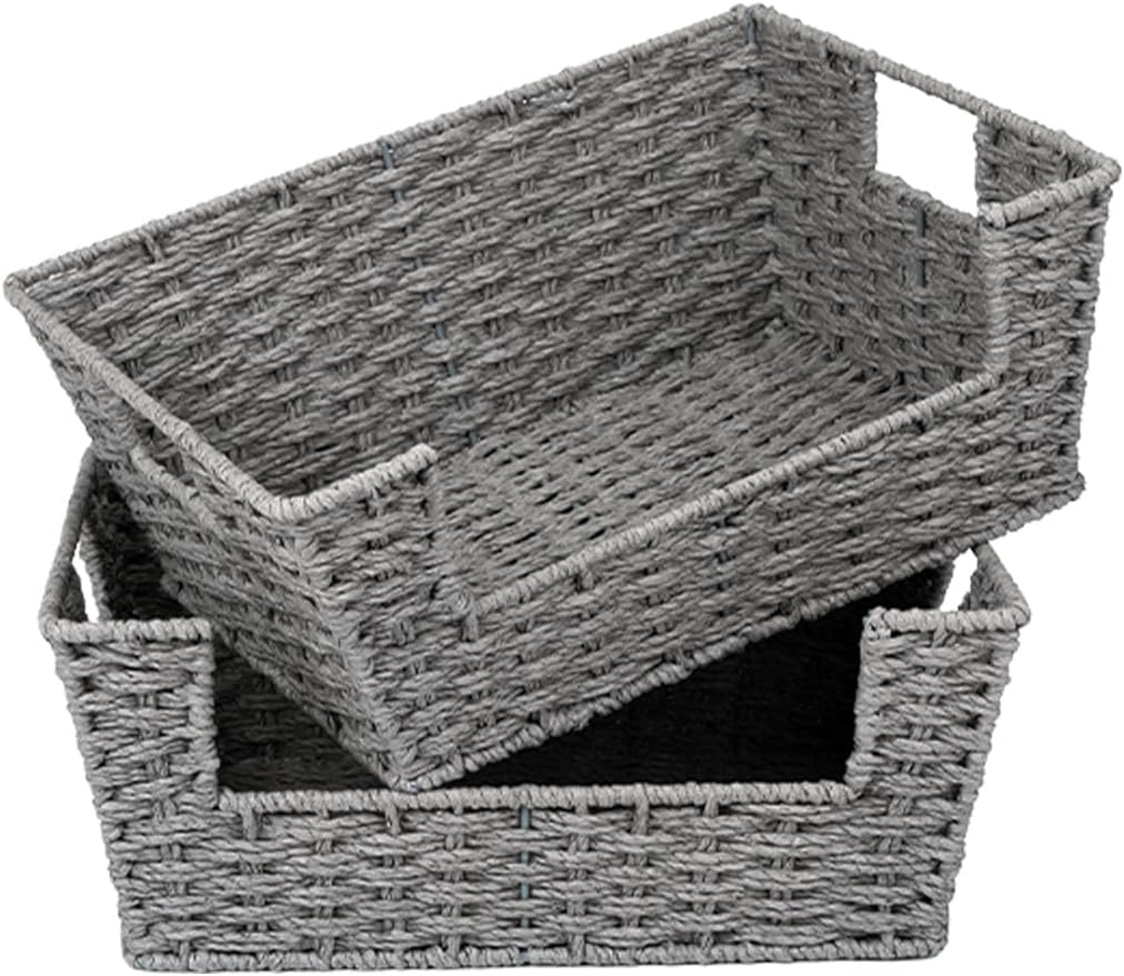 StorageWorks Round Paper Rope Woven Basket by StorageWorks