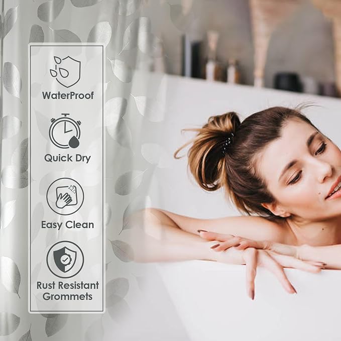 Plastic Shower Curtain Liner, Waterproof Printed PEVA Shower Curtain - Image 7