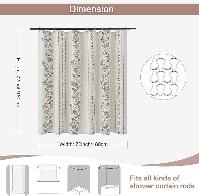 ORTIGIA Farmhouse Floral Shower Curtains - Image 3