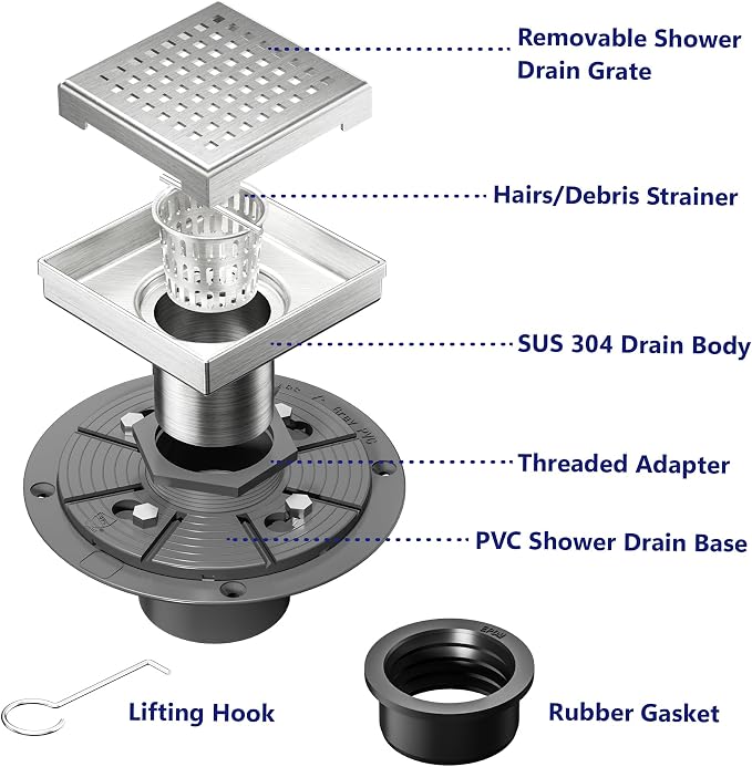 Neodrain 4-Inch Square Shower Drain - Image 2