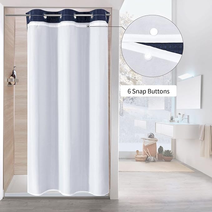 MitoVilla No Hooks Needed Small Stall Shower Curtain Liner Set 36 x 74 - Image 2