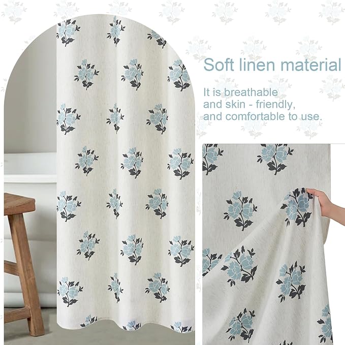 ORTIGIA Linen Blue Shower Curtains - Image 5