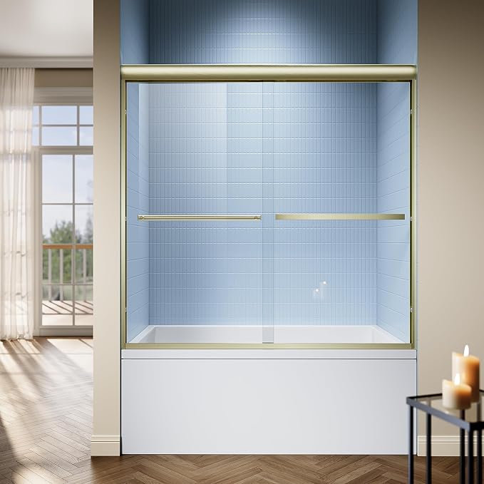 56-60″x 58″ Semi-Frameless Sliding Bathtub Shower Door, 1/4" Tempered Glass - Image 3