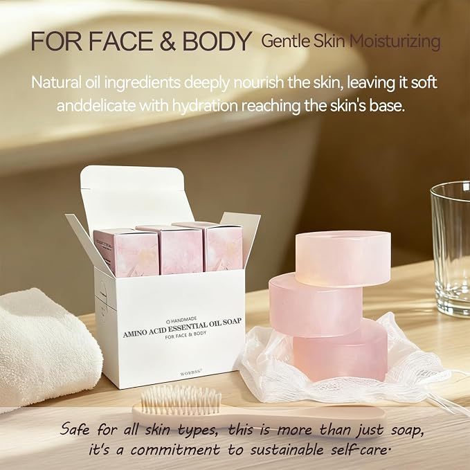 Moisturizing Soap Bar for Face & Body & Bath 3Pack 3.3Oz, - Image 3