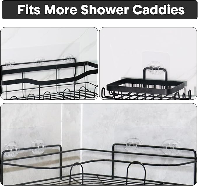 Shower Caddy Adhesive Replacement, Transparent Strong Adhesive Hooks, No - Image 7
