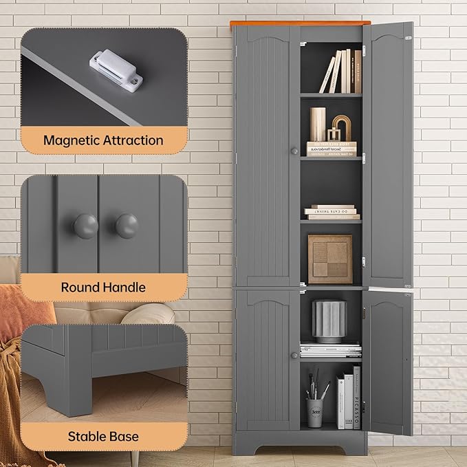 4 Door Pantry - 72.2'' Kitchen Cabinet - Image 5