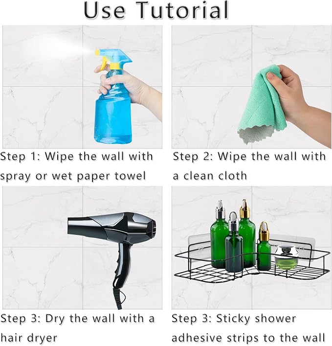 2 Pack Shower Caddy Adhesive for Replacement, Strong Transparent Adhesive for - Image 3