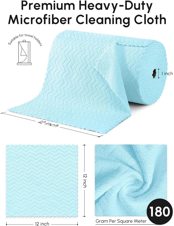 Microfiber Cleaning Cloths Roll, 75 Pack Tear Away Microfiber Towels Roll - Image 3