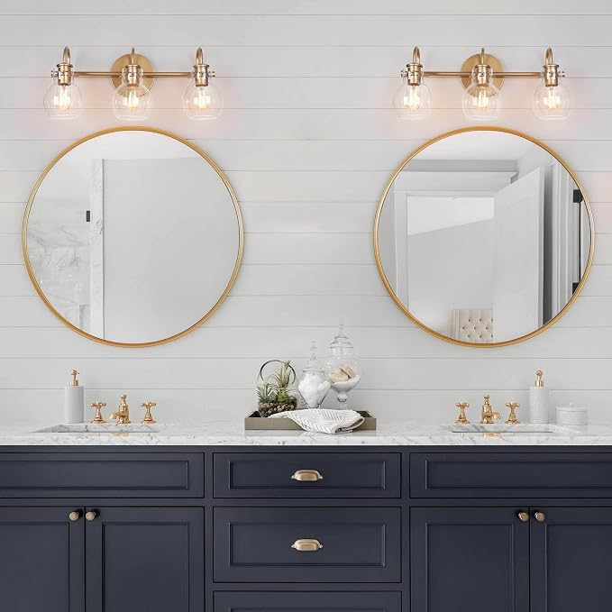 KSANA 3-Light Gold Bathroom Light Fixtures Over Mirror - Image 3