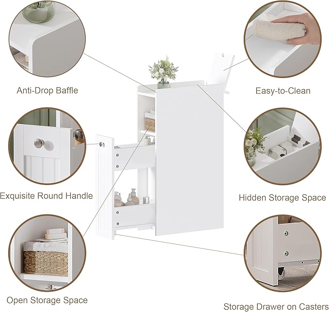 ChooChoo Slim Bathroom Storage Cabinet, Small Narrow Storage Organizer - Image 5