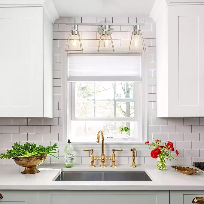 Industrial Bathroom Vanity Lights: 3-Lights Silver Brushed Nickel Vintage Metal - Image 7