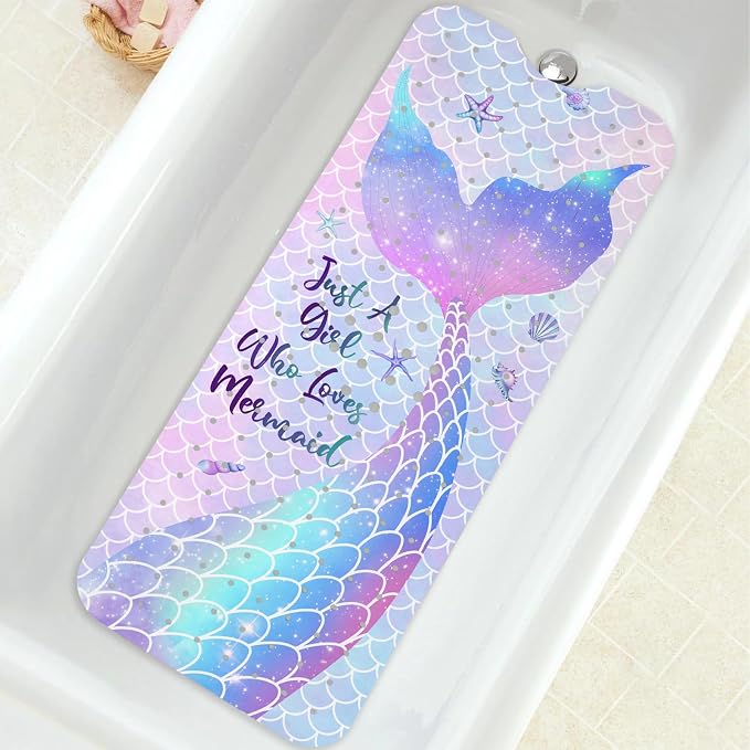 Bathtub Mat Non Slip, Mermaid Extra Long Bath tub Mat Shower Floor Mat by BathtubMat