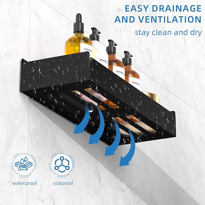 Shower Caddy Adhesive, 2 Pack Large Capacity Rustproof Shower Shelves, No Drill - Image 4