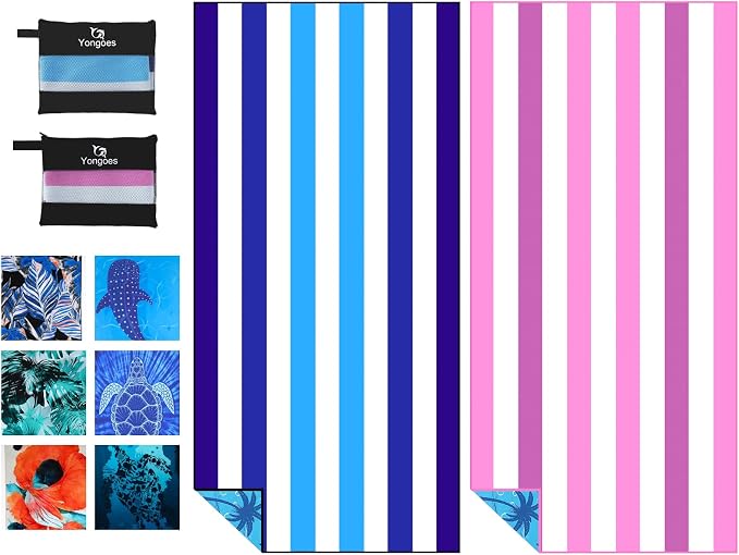 2 Pack Microfiber Lightweight Thin Beach Towel Sand Free Quick Dry Super by Yongoesbeachtowel