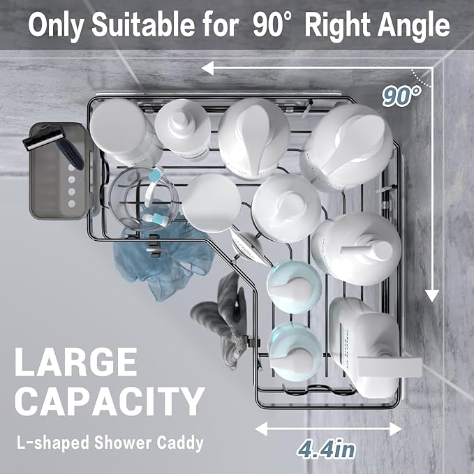 Corner Shower Caddy, 2 Pack Adhesive Shower Corner Organizer Shelves, No - Image 3