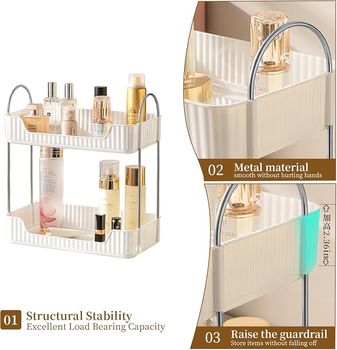 Bathroom Counter Organizer Countertop Storage, Cosmetics Skincare Shelf - Image 5
