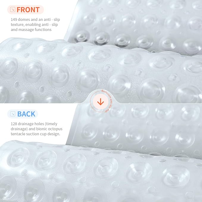 Anti-Slip Bathtub Shower mat, 27.5×14.5（Approximately 70×37cm） inch Soft - Image 2