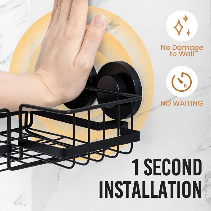 LEVERLOC 2 Pack Corner-adaptive Suction Cup Shower Caddies, Drill-Free Wall - Image 3