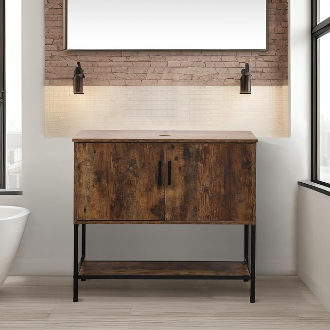 UEV Rustic Brown 36" Bathroom Vanity - Image 4