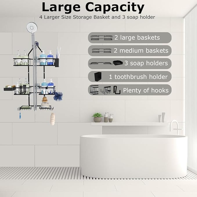 Shower Caddy Hanging Upgraded Adjustable Rustproof Shower Caddy Shower Organizer - Image 4