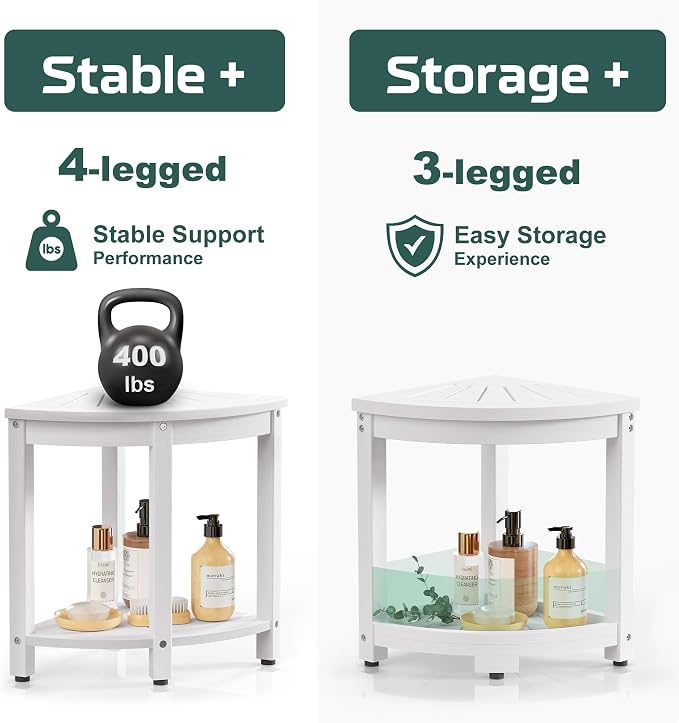 Waterproof Corner Shower Stool for Inside Shower, Poly Lumber Shower Bench Seat - Image 5