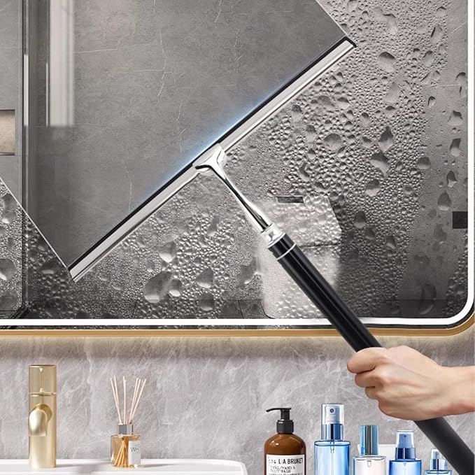 Window Squeegee with Extension Pole, 17.3″-60″ Telescopic Shower Squeegee - Image 3