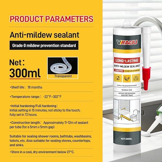VGS 798 Professional Silicone Sealant Caulk 10.15 Oz Cartridge, 1 Pack - Image 8