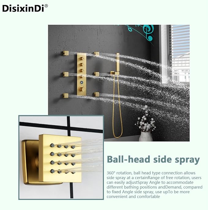 20 Inch Ceiling LED Square Music Rain Shower Head - Image 6