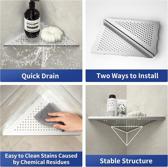 Corner Shower Shelves, Grout in Shelf - Image 3