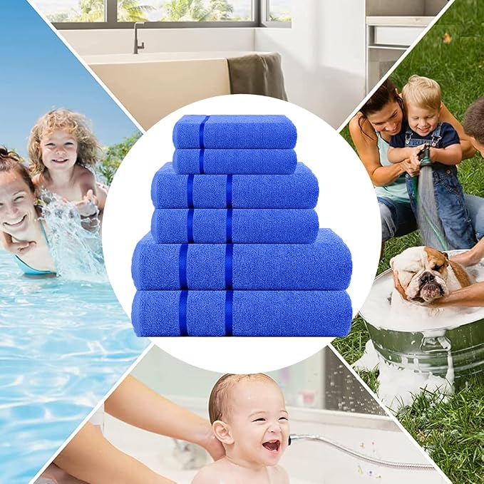 CASA COPENHAGEN Eternal 6 Pieces Towel Set- Electric Blue, 500 GSM 2 Bath Towel - Image 5