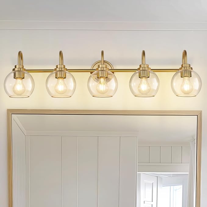 Bathroom Light Fixtures, 5-Light Brushed Gold Vanity Lights - Image 6