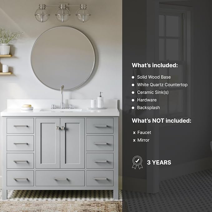 ARIEL Cambridge 49" Grey Bathroom Vanity - Image 11