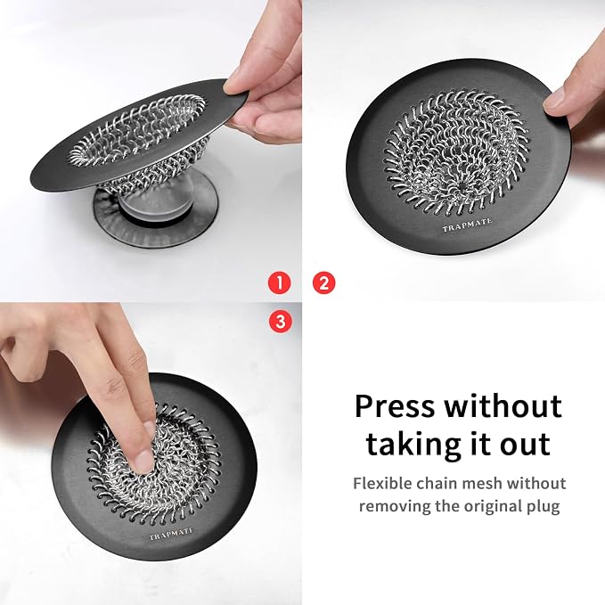 TRAPMATE Shower Hair Drain Catcher, Easy Clean Bathtub Drain Hair Catcher - Image 5