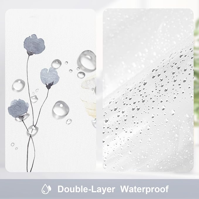 Gibelle 3 in 1 Shower Curtain Set, Waterproof Fabric Bathroom Curtain 72x72 - Image 4