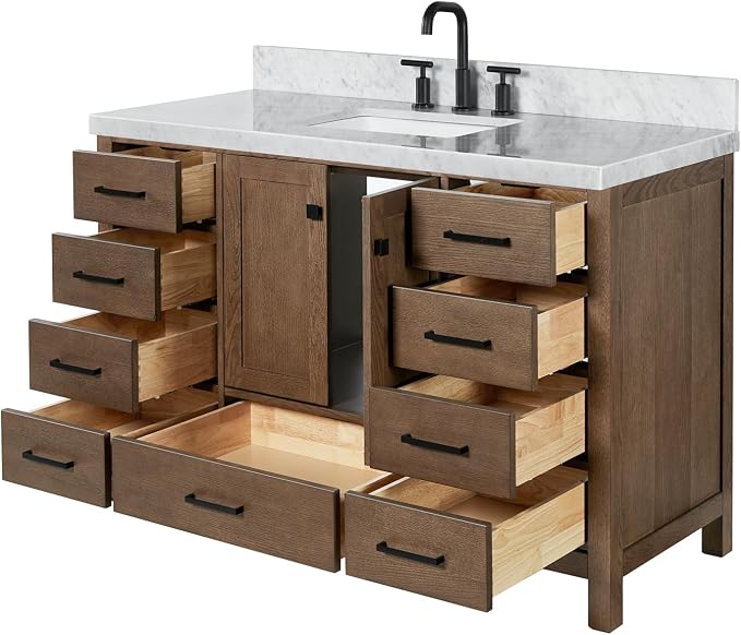 ARIEL Cambridge 55 Inch Single Rectangle Sink Bathroom Vanity - Image 6