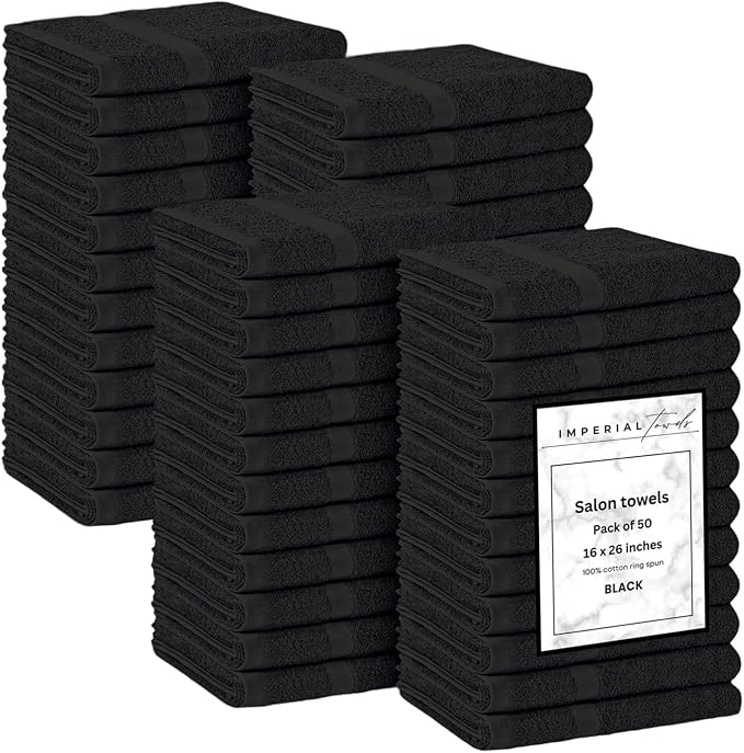 50 PK Saloon Towel Black by Unknown