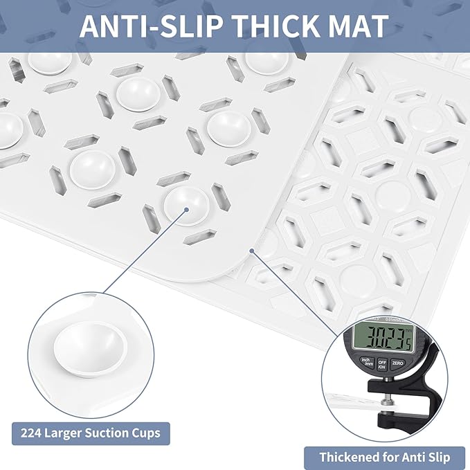 OTHWAY Square Shower Mat, TPE Non-Slip Mat - Image 2