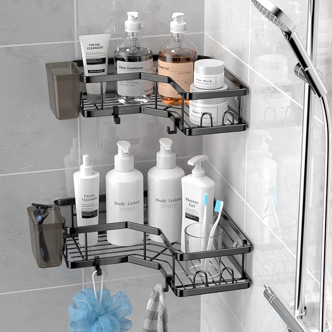 Corner Shower Caddy, 2 Pack Adhesive Shower Corner Organizer Shelves, No - Image 2