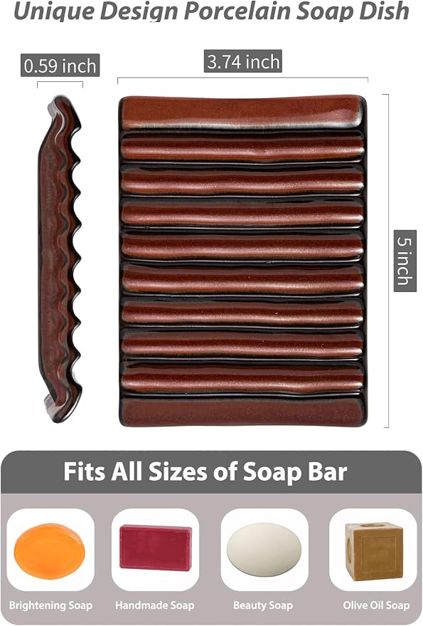 Bar Soap Holder, Ceramic Soap Dish Japanese Soap Tray - Image 3