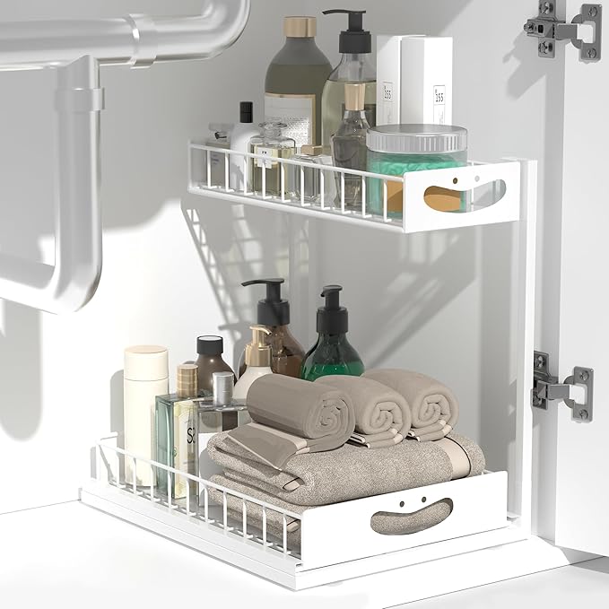 Under Sink Organizer with Pull-Out Drawers, Kitchen Sink Organizer, 2 Tier by Unknown