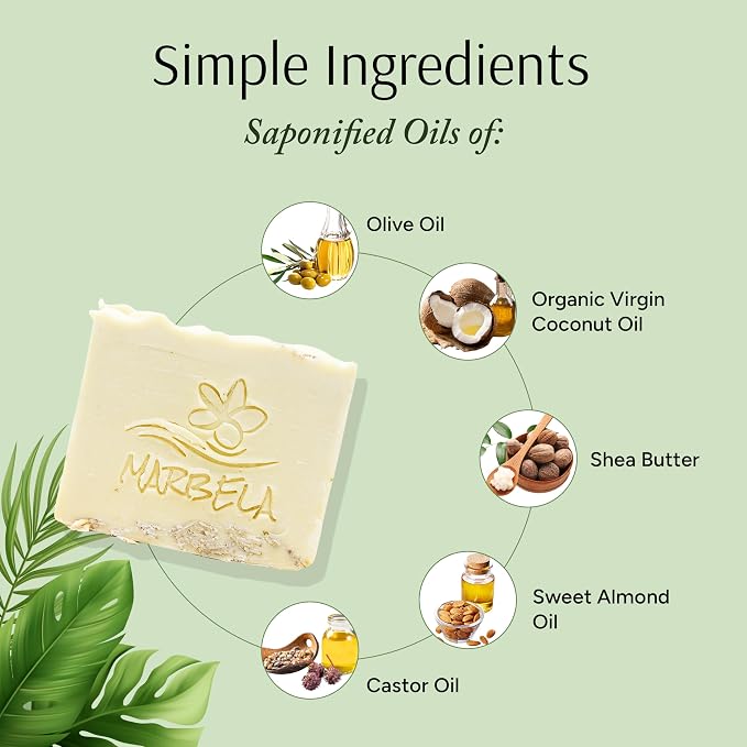 Marbela Cosmetics Natural Oats Handmade Soap Bar - Image 3