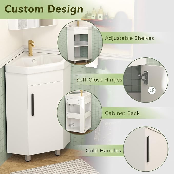 24" Corner Bathroom Vanity Sink Combo - Image 4
