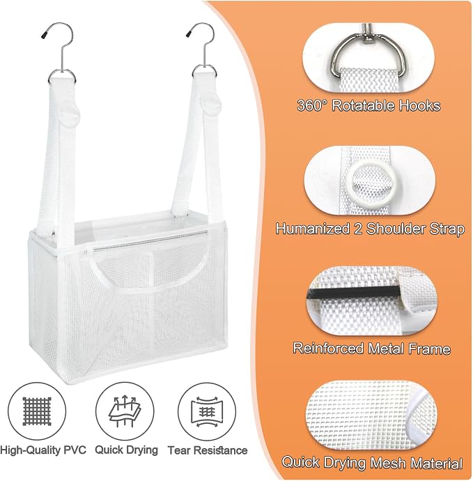 PVC Mesh Hanging Shower Caddy Organizer - Image 2